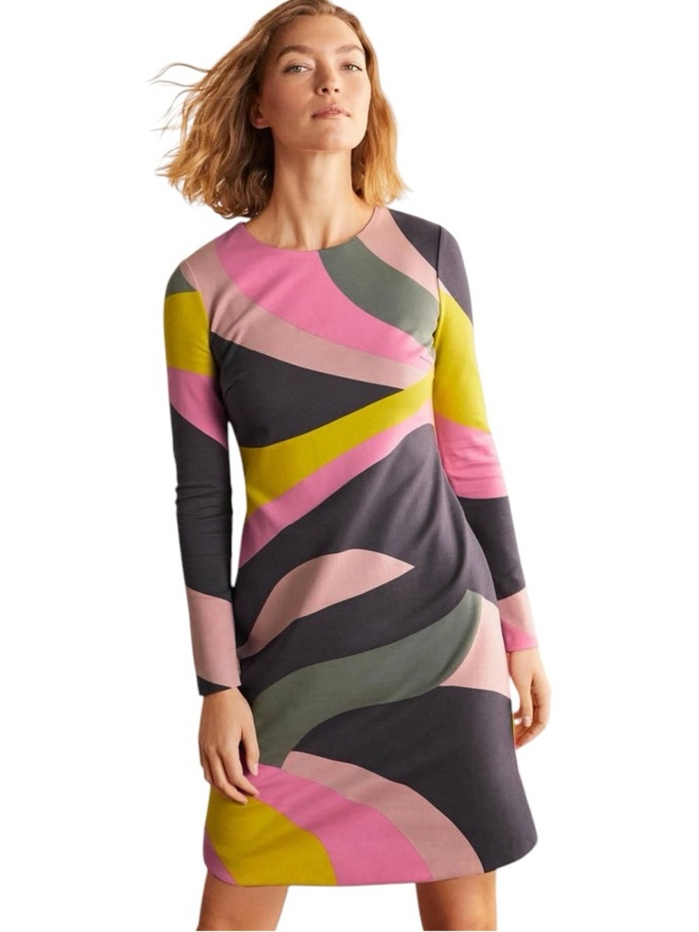 NWT Boden Isabella Retro Mod Colorblock Print Ponte Knit Shift Dress - 10